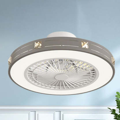 Minimalist Iron Copper LED Flush Mount Ceiling Fan Light