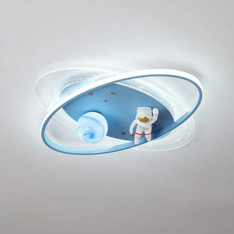 Cartoon Astronaut Moon Acrylic LED Kids Flush Ceiling Light