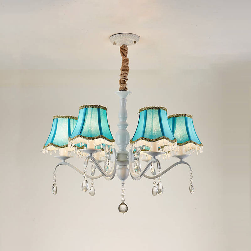 Modern Cone Iron Crystal Fabric Chandelier