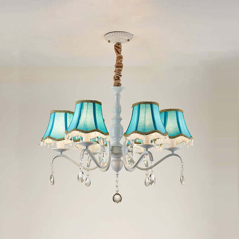 Modern Cone Iron Crystal Fabric Chandelier