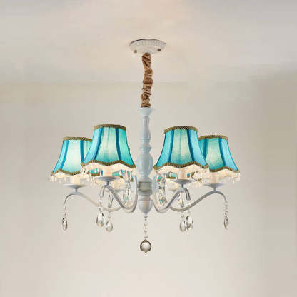 Modern Cone Iron Crystal Fabric Chandelier