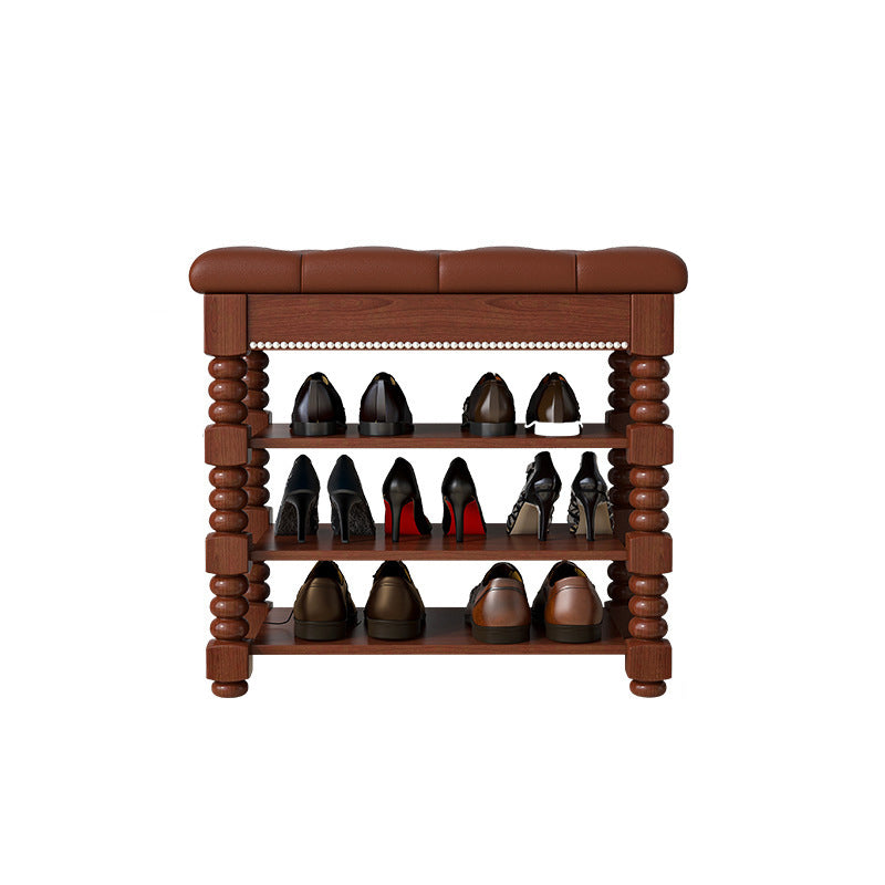 Scandinavian Microfiber Leather Wood Shoe Storage 3-Shelf