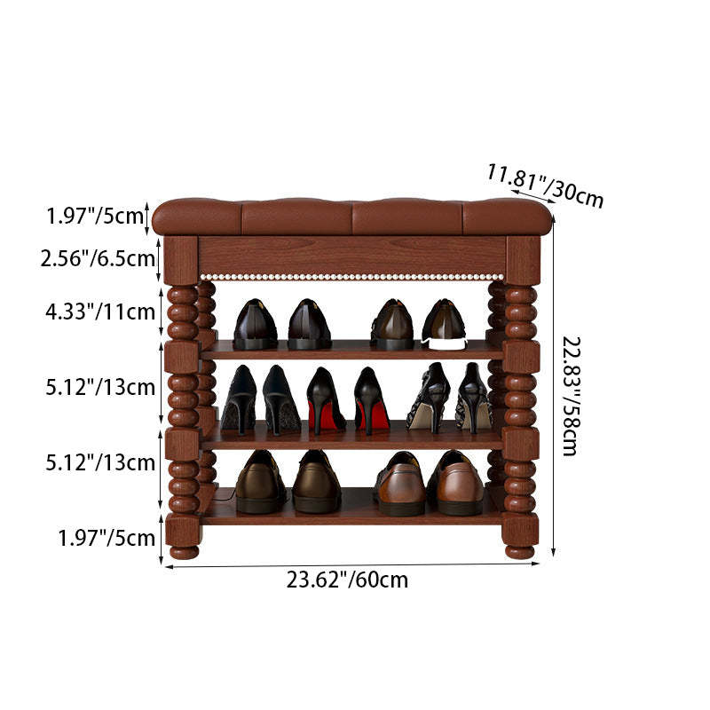 Scandinavian Microfiber Leather Wood Shoe Storage 3-Shelf