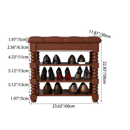 Scandinavian Microfiber Leather Wood Shoe Storage 3-Shelf