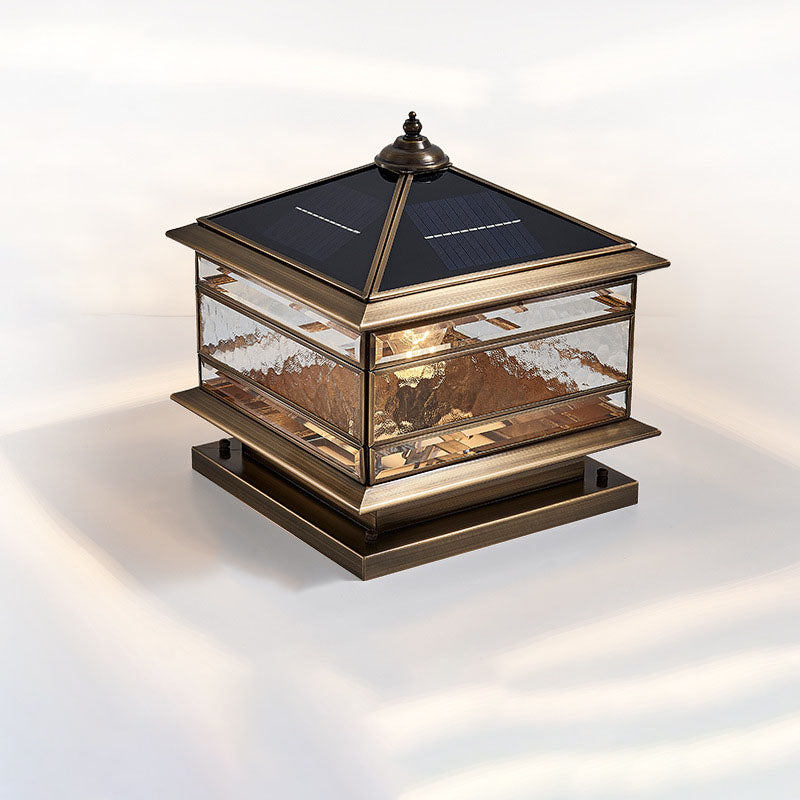 European Brass Glass Square Pillar Landscape Light