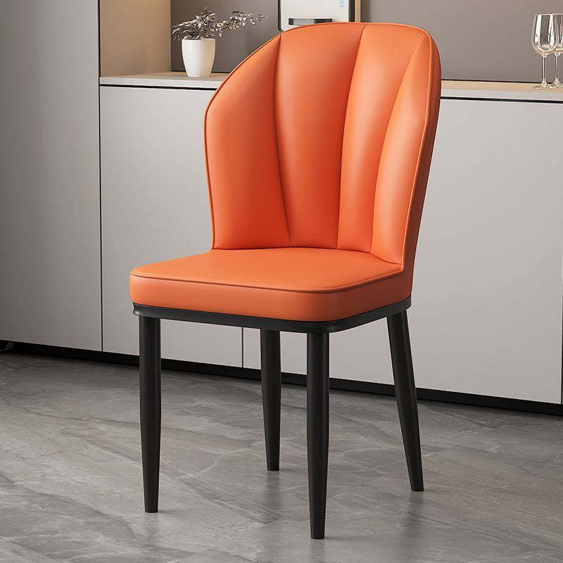 Modern PU Leather Wing-Back Dining Chair — Dark Brown + Black Legs