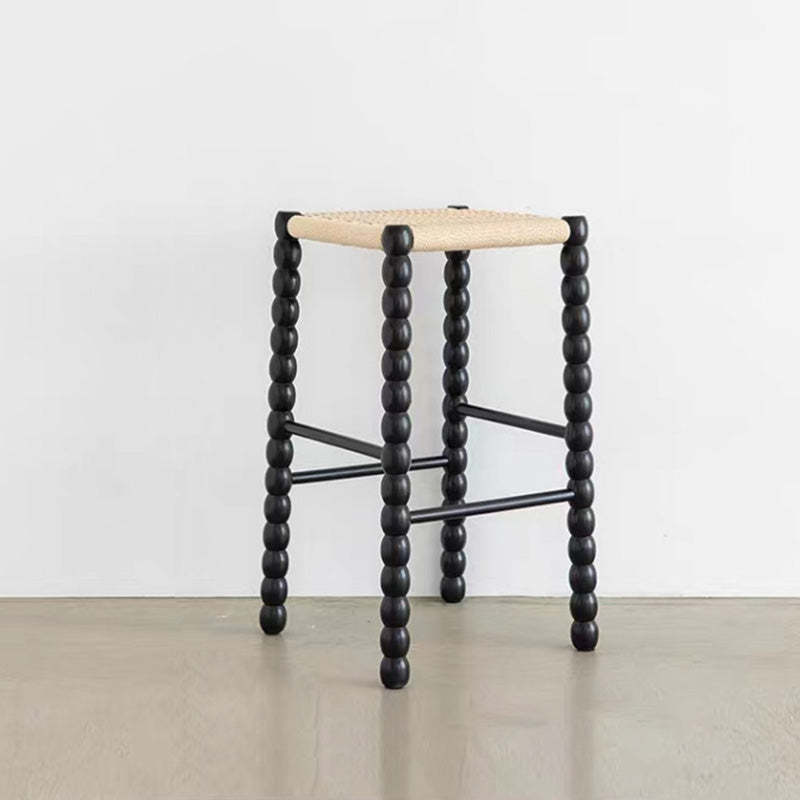 Vintage Woven Gourd Wooden Bar Stool
