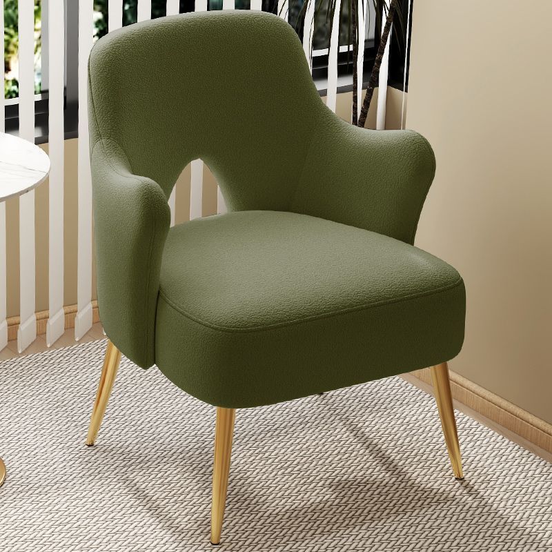 Minimalist Curved Wood Metal Accent Chair