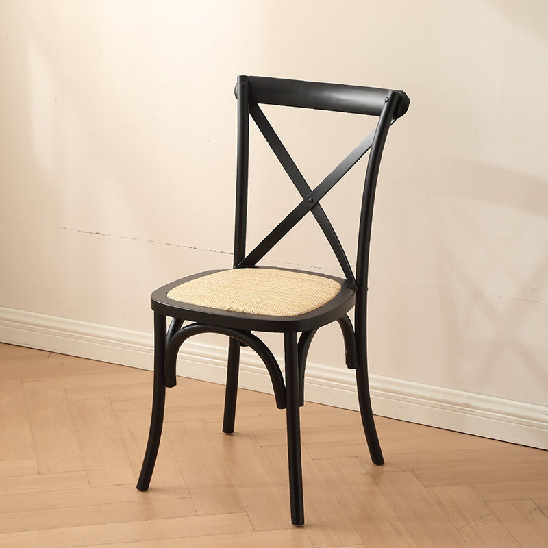 Rustic Woven Rattan Wood Dining Chair