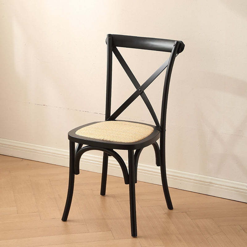 Rustic Woven Rattan Wood Dining Chair