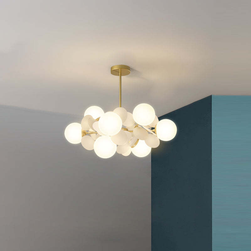 Nordic Iron Acrylic Glass Flower Branch Ball Chandelier