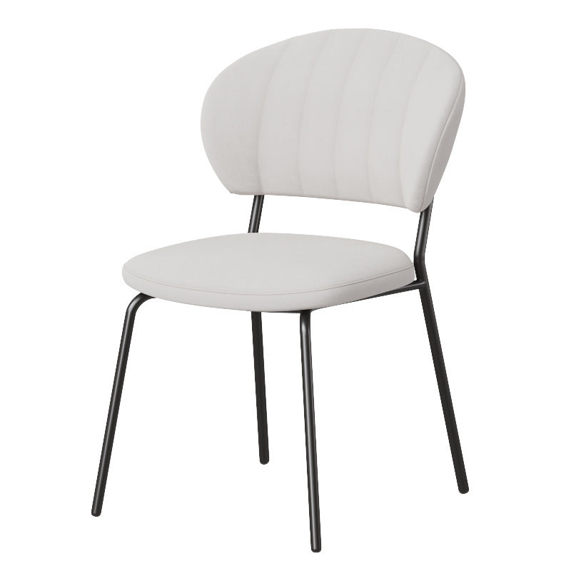 Nordic Round Upholstered Dining Chair — Flannel Orange Seat + Black Legs
