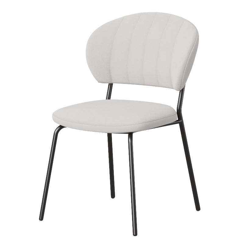Nordic Round Upholstered Dining Chair — Flannel Orange Seat + Black Legs