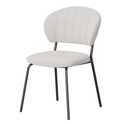 Nordic Round Upholstered Dining Chair — Flannel Orange Seat + Black Legs