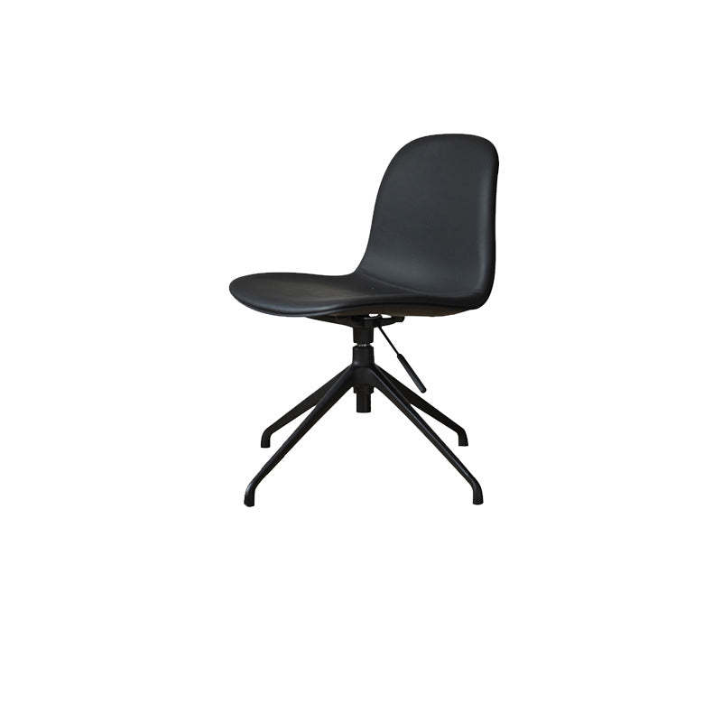 Nordic Ergonomic Microfiber Leather Lift Desk Chair — With Roller / Brown Seat + Black Legs