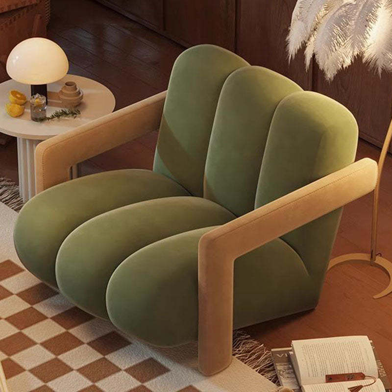Retro Striped Velvet Wood Accent Chair