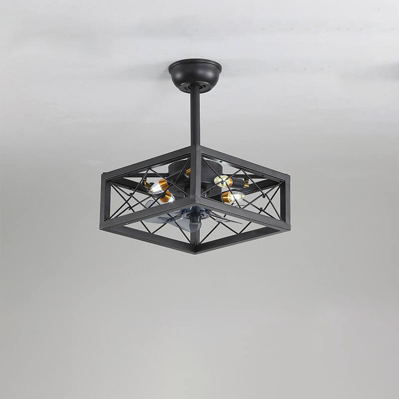 Industrial Minimalist Mount Ceiling Fan Light
