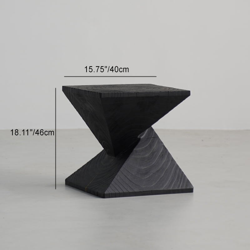 Japanese Wabi-Sabi Wood Geometric End Table