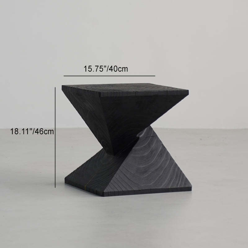Japanese Wabi-Sabi Wood Geometric End Table