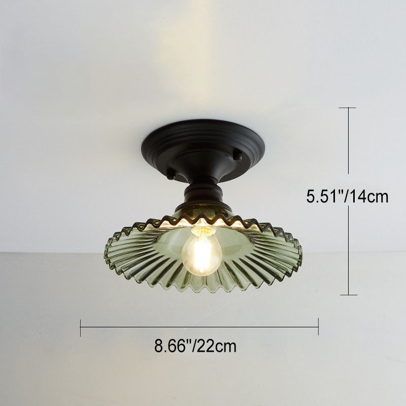 Nordic Vintage Glass Floral Geometry Semi-Flush Light