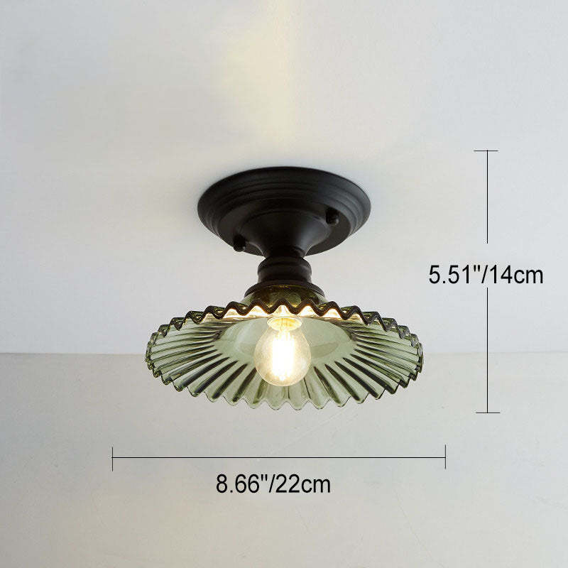 Nordic Vintage Glass Floral Geometry Semi-Flush Light