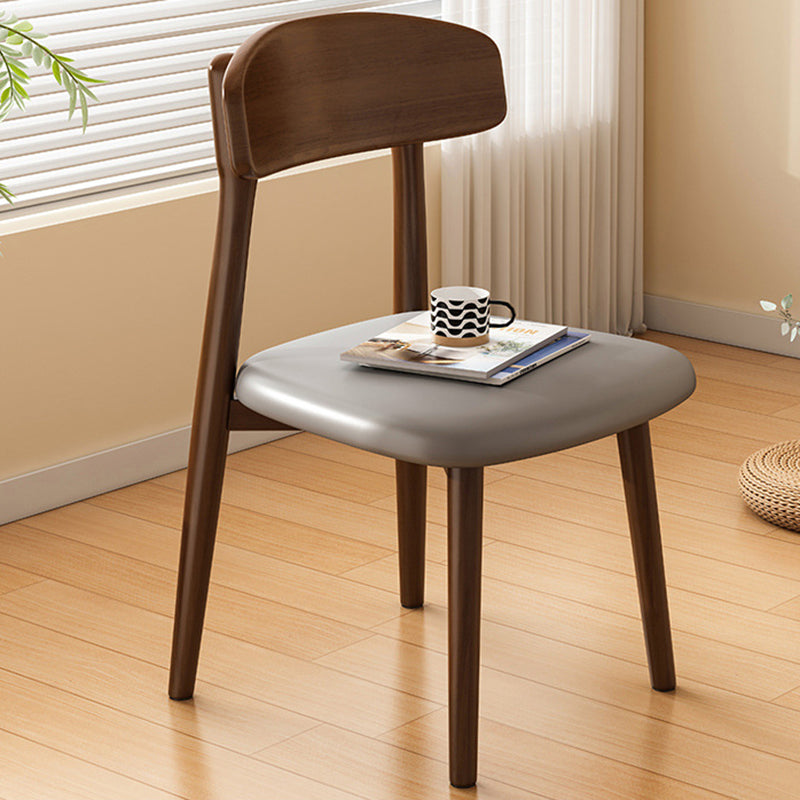 Minimalist Leather Fabric Wood Dining Chair