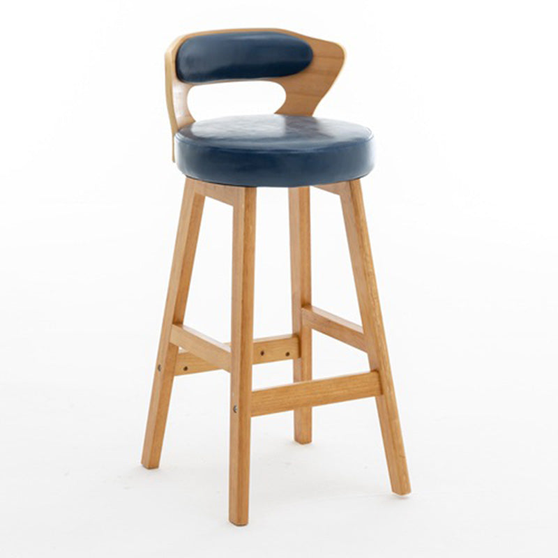 Modern PU Leather Wood Low-Back Bar Stool