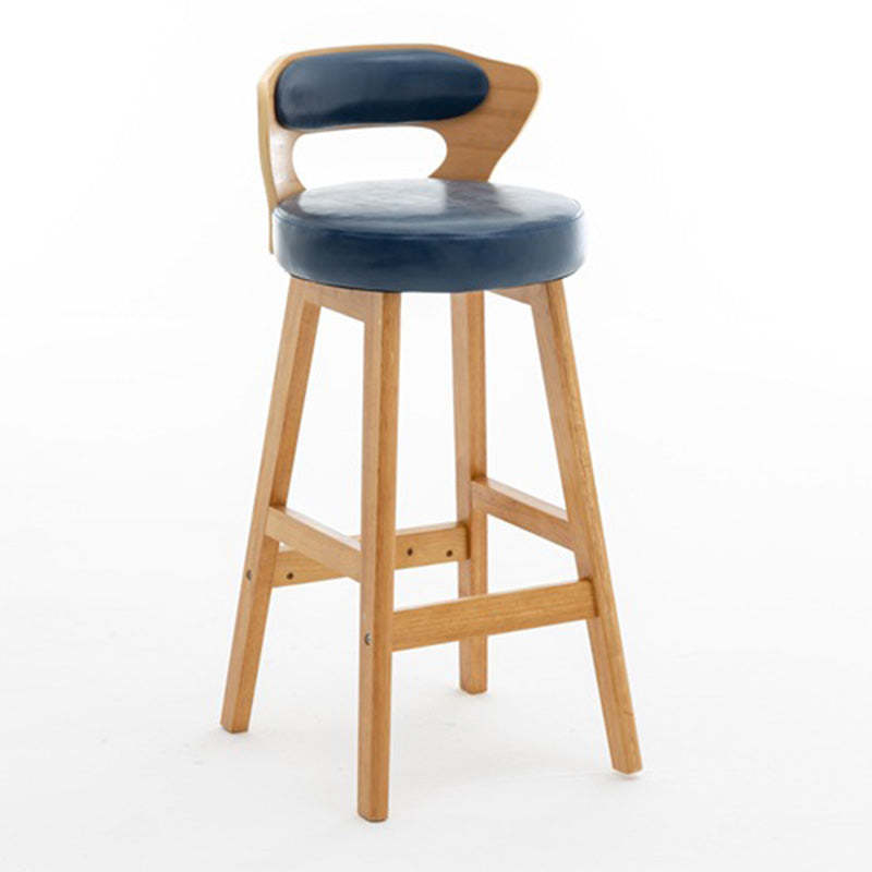Modern PU Leather Wood Low-Back Bar Stool