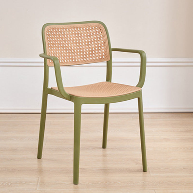 Rattan-Look Plastic Stackable Dining Armchair