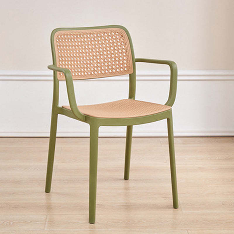 Rattan-Look Plastic Stackable Dining Armchair