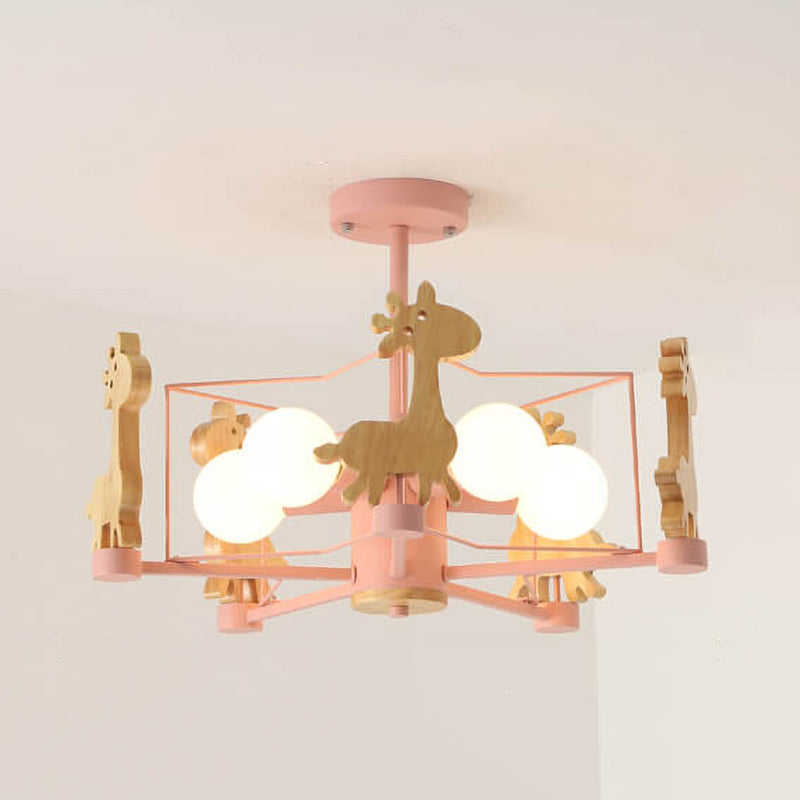 Scandinavian Childlike Giraffe Ceiling Light — Windmill / Green / 110V-120V For US/CA