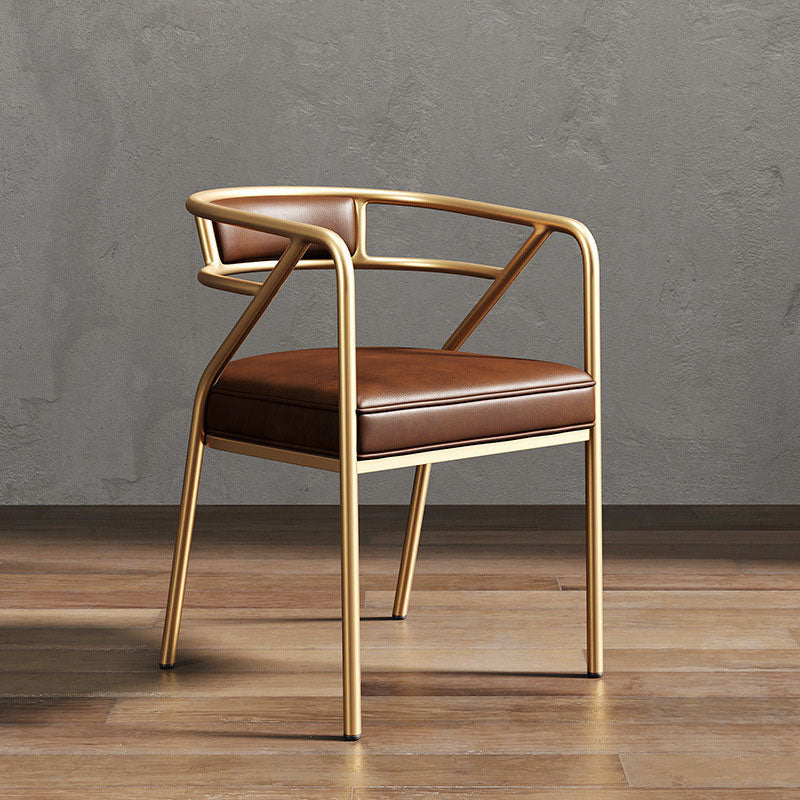 Modern Ring Leather Linen Alloy Dining Chair