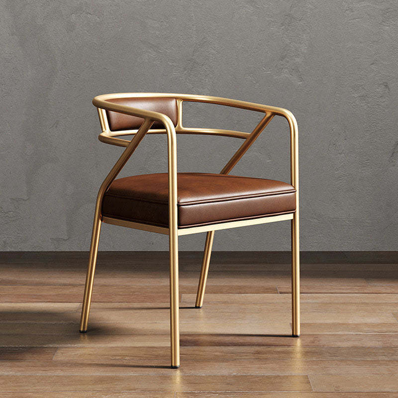 Modern Ring Leather Linen Alloy Dining Chair