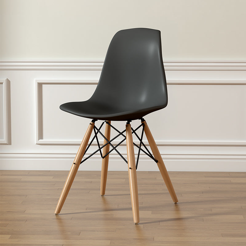 Scandinavian Upholstered Wood Trapezoidal Dining Chair — B / Green