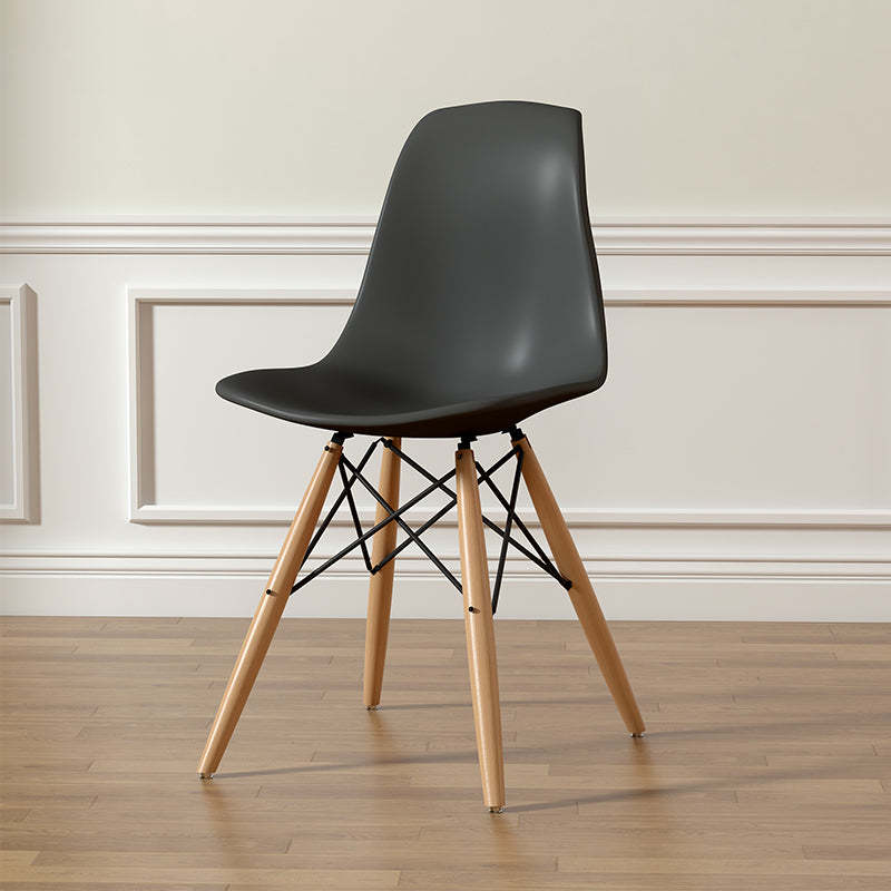 Scandinavian Upholstered Wood Trapezoidal Dining Chair — B / Green