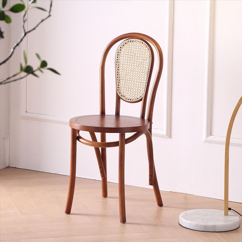 Vintage Rattan Woven Wooden Dining Chair