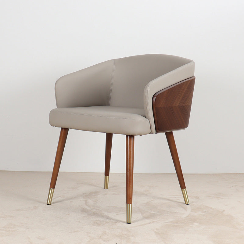 Curved PU Leather Wood Dining Chair