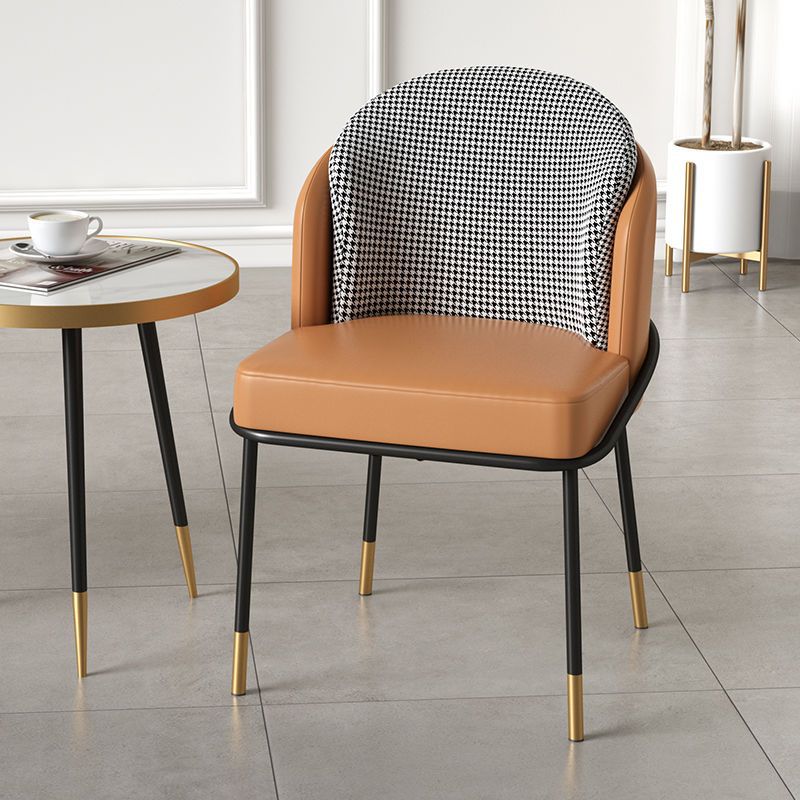 Nordic Leather Fabric Iron Wraparound Dining Chair