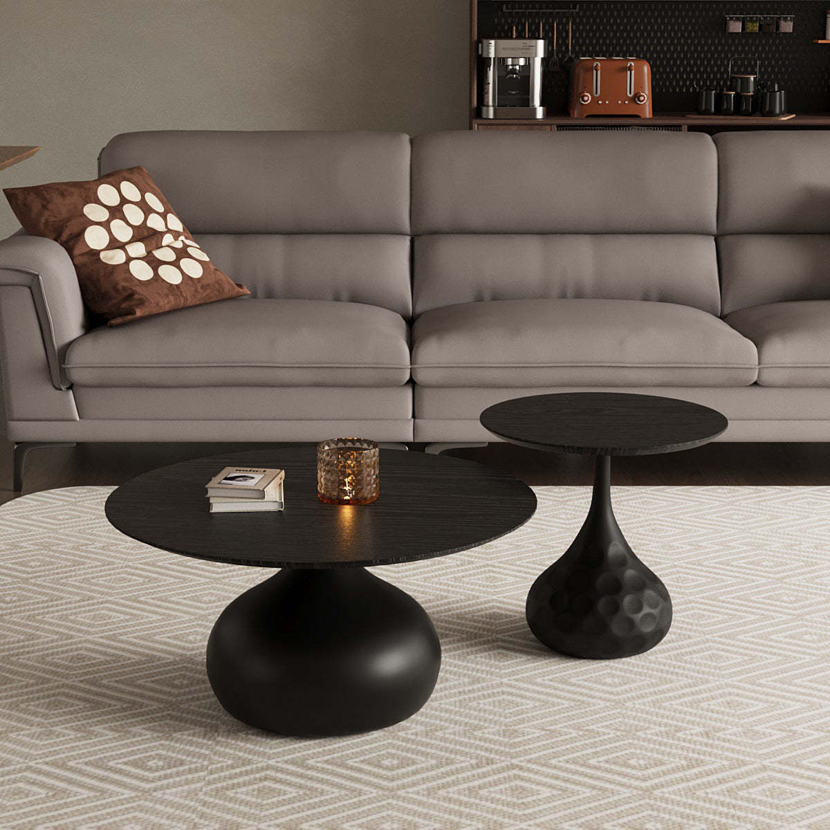 Vintage Orb Solid Wood Carbon Steel End Table