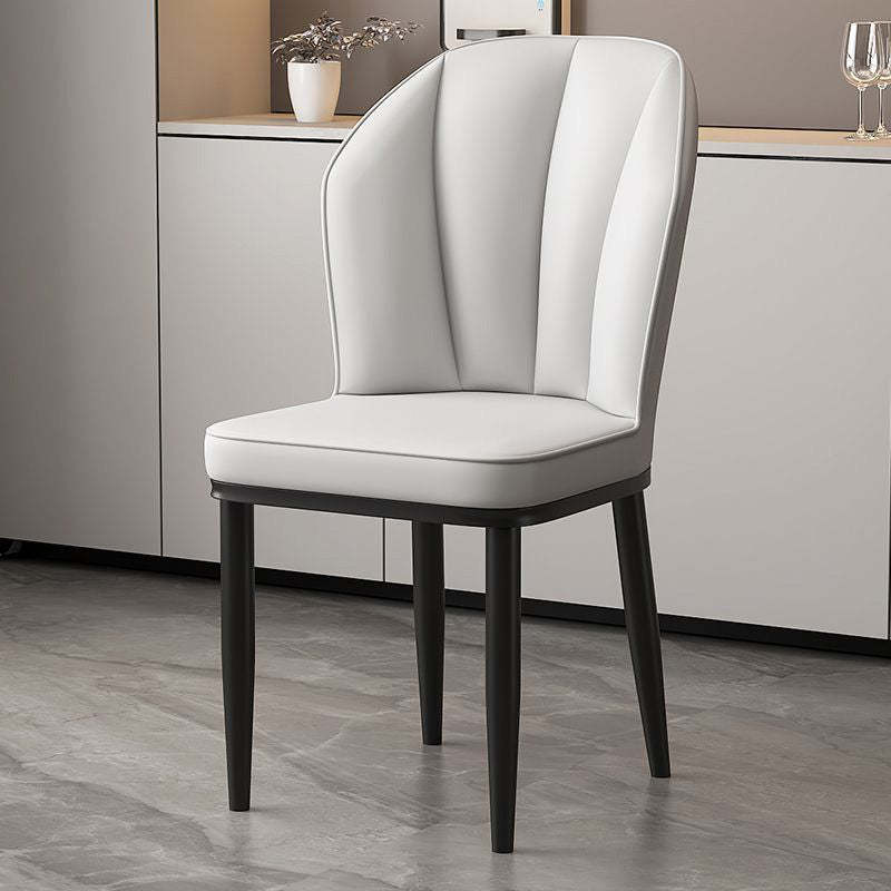 Modern PU Leather Wing-Back Dining Chair — Sky Blue + Black Legs