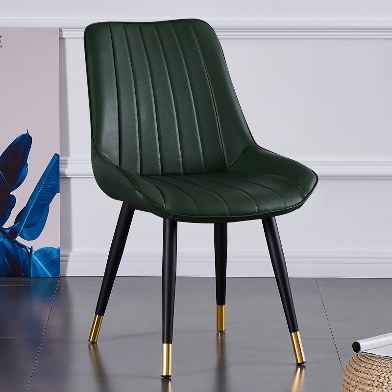 Modern Curved Leather Metal Dining Chair