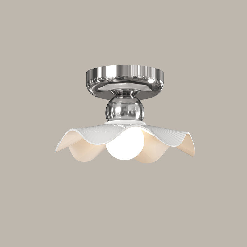Modern Cream Iron Lace Round 1-Light Ceiling Light — E / Red / 110V-120V For US/CA