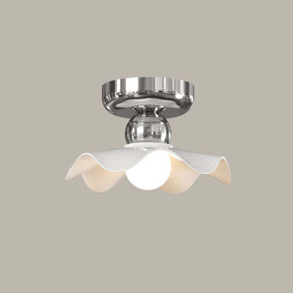 Modern Cream Iron Lace Round 1-Light Ceiling Light — E / Red / 110V-120V For US/CA