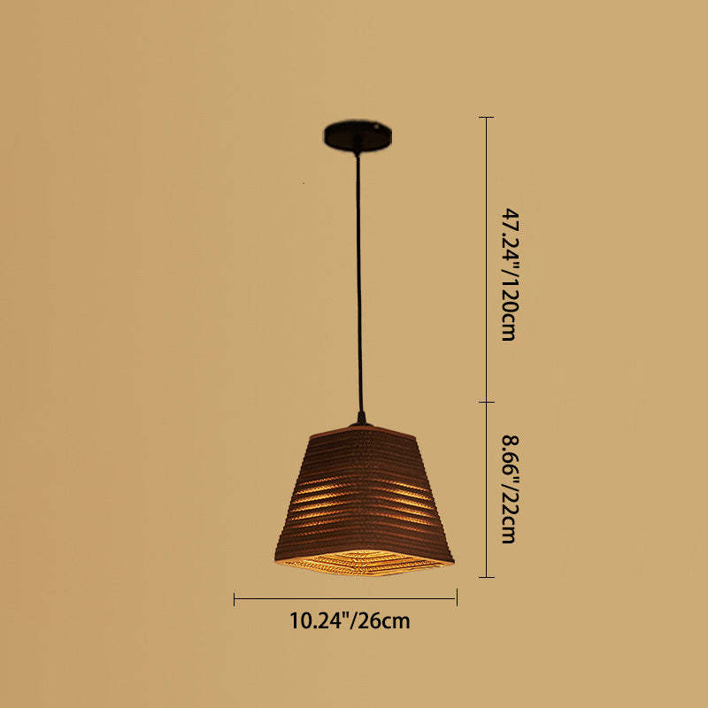 Retro Paper Elliptic Bell Trapezoid Polygonal Pendant Light