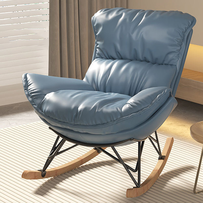 Contemporary Fabric Upholstered Rocking Chair — Without Footrest / Blue