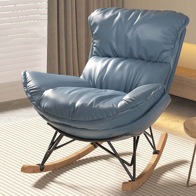 Contemporary Fabric Upholstered Rocking Chair — Without Footrest / Blue