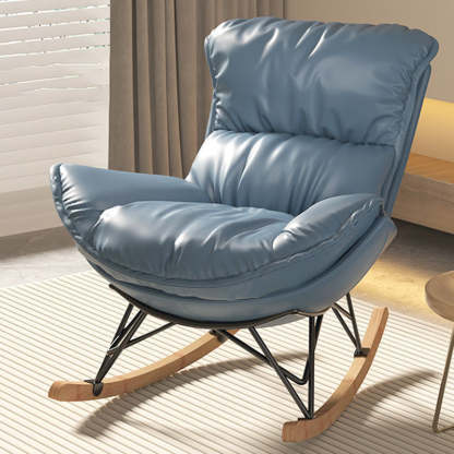 Contemporary Fabric Upholstered Rocking Chair — Without Footrest / Blue