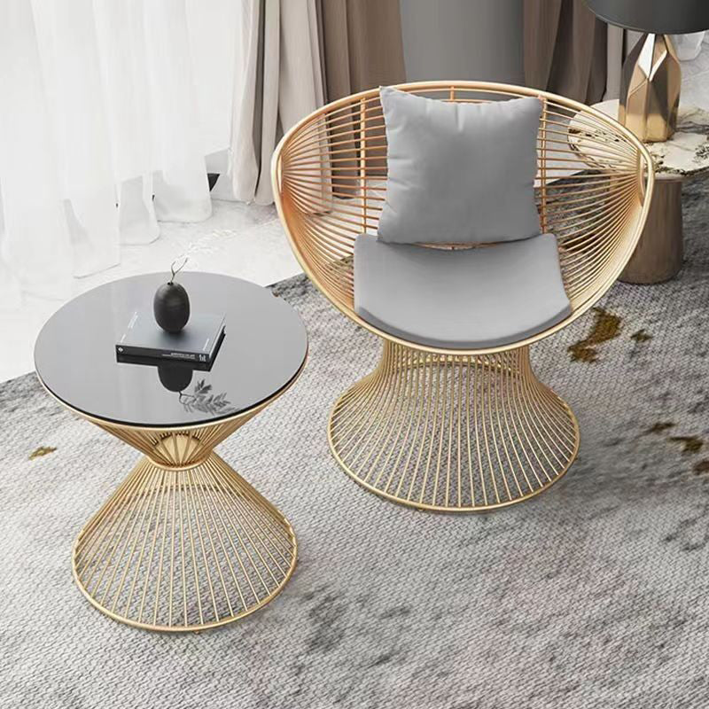 Luxury Oval Curved Upholstered Iron Chair