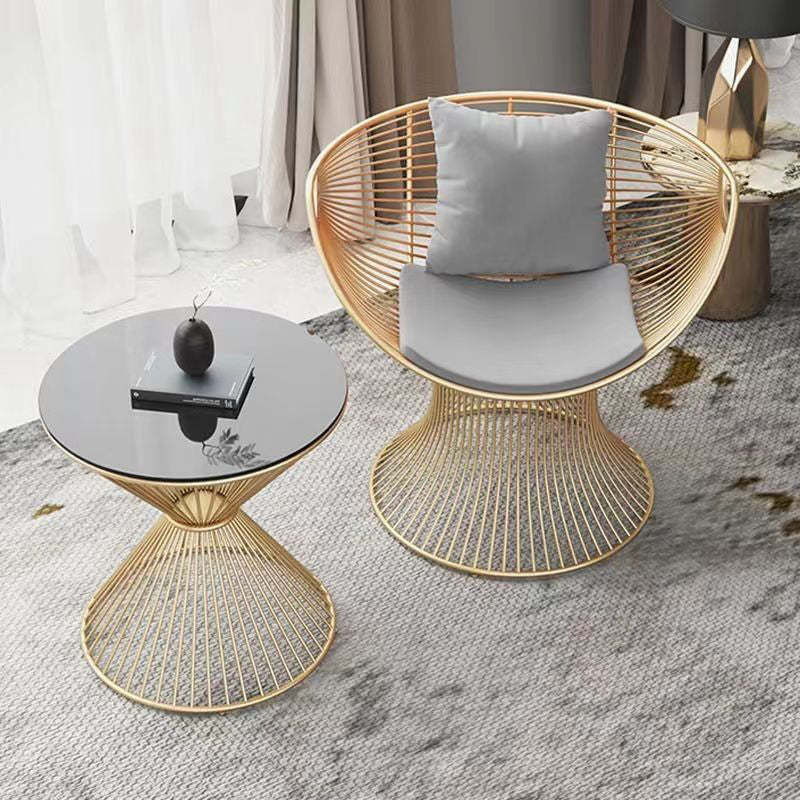 Luxury Oval Curved Upholstered Iron Chair