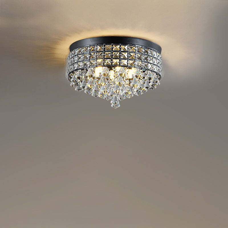 Modern Round Iron Crystal Beads 6/9-Light Flush Mount